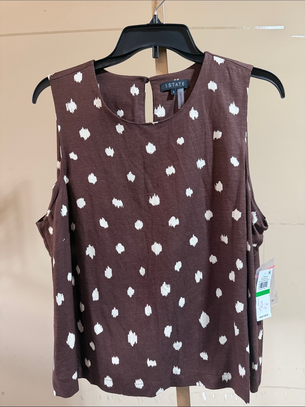 1. State Brown Dot Print Sleeveless Tank